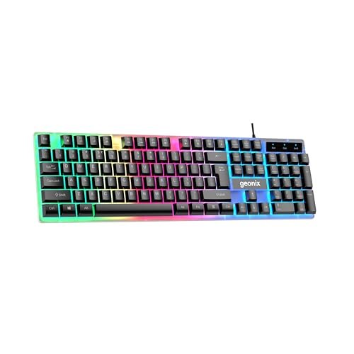 Geonix Cruiser K5, Wired Gaming Keyboard, 104 Keys, 1.5m Cable, 12 Multimedia Keys, USB Interface, RGB Colour, Plug and Play