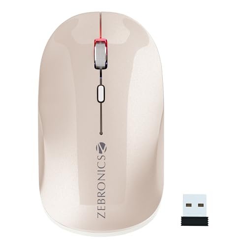 ZEBRONICS Poise Rechargeable Wireless Mouse, Dual Mode (2.4GHz + BT), Upto 1600 DPI, Silent Operation, 4 Buttons, Comfortable & Ergonomic, for Mac | Laptop | Computer (Pearl White)