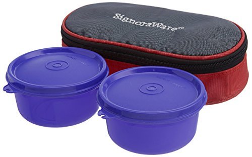Signoraware Mid-Day Lunch Box with Bag, Deep Violet