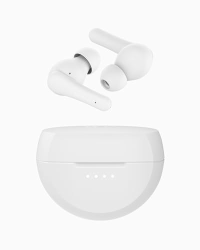 Belkin Soundform Rhythm True Wireless Earbuds with Built-in Mic, 2-Device Connection, 28H Battery Life, IPX5 Water Resistance – Bluetooth Earphones for iPhone, Ipad, Galaxy, Pixel, & More – White