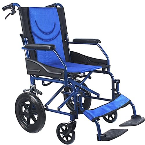 veayva Dzire Folding Wheelchair with Seat Belt super light weight and portable with anti tipper Swing-Away Footrests and double fold design (12 INCH WHEELS)