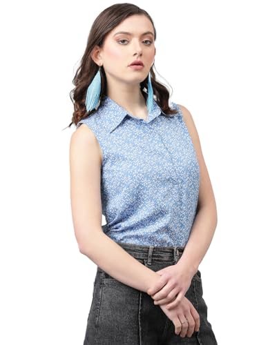 KOTTY Women’s Oversized Fit Printed Spread Collar Casual Shirt