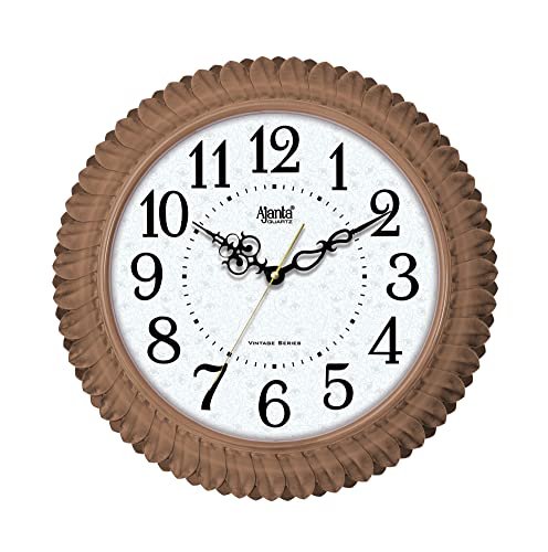 Ajanta Real Silent Sweep Movement Designer Clock Wall Clock for Home and Office (14 Inches Approx) (Maho Gany)