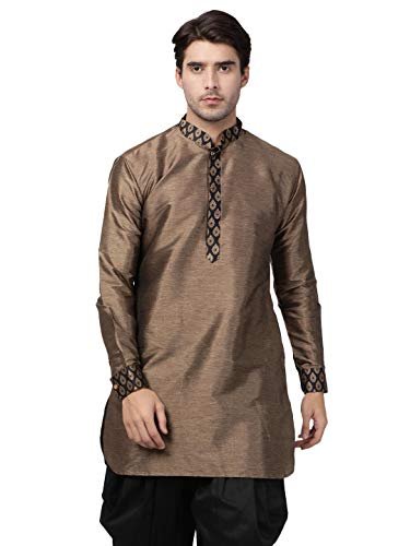 Vastramay Men’s Black Silk Blend Kurta_S_Black