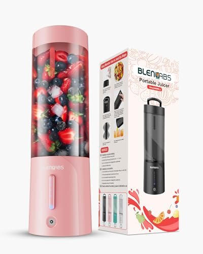BLENLABS Portable Blender for Smoothie and Juices, Milk Shakes and Crushing Ice, 4000mAh Rechargeable Small Juicer for Fruits,150 Watt Motor,Personal Blender for Smoothies (Pink)
