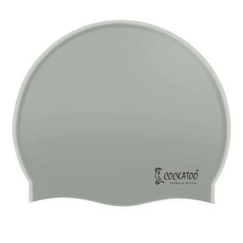 Cockatoo SC01 Rubber Swimming Cap for Adults, Swimming Cap for Men & Women, Grey