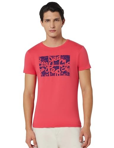 Pepe Jeans Men’s Dark Coral Graphic Print T-Shirt
