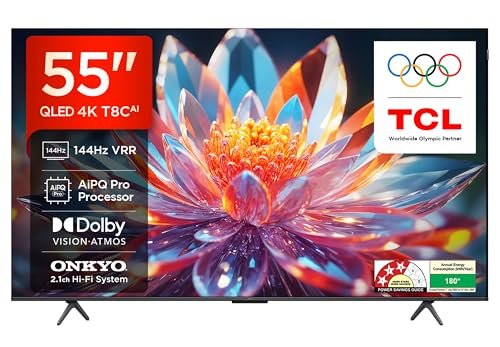 TCL 139 cm (55 inches) 4K Ultra HD Smart QLED Google TV 55T8C