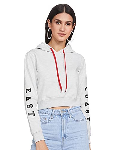 Fusefit Women’s Fleece Hooded Neck Sweatshirt (FFA-WT048-01_GREY MELANGE_L)