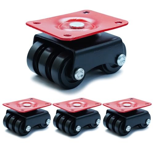 Caneuf 6 Wheel Caster Heavy Duty Roller for Furniture, Beds, Sofa, Table Counter – Upto 600 KG Load Capacity – Pack of 4