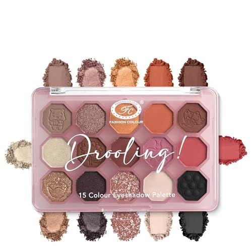 Fashion Colour Drooling 15 Colour Eyeshadow Palette | Highly Pigmented Eyeshadow | Matte | Shimmer | Beginner Friendly & Long Lasting Eye Shadow Palette | 11g (Shade : 01)