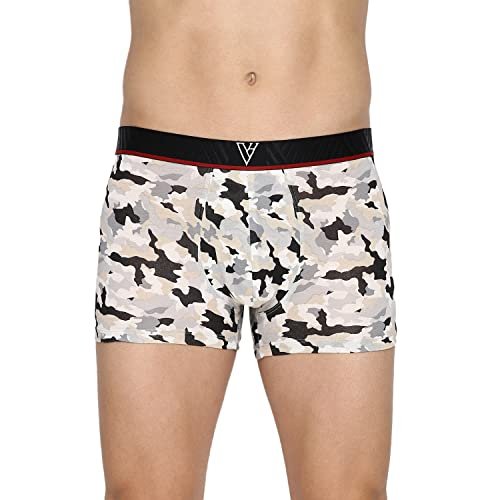 Van Heusen Men Trunks – Cotton Spandex – 4 Way Stretch, Ultra Soft, Allover Print_30044_Black, White, Grey_S