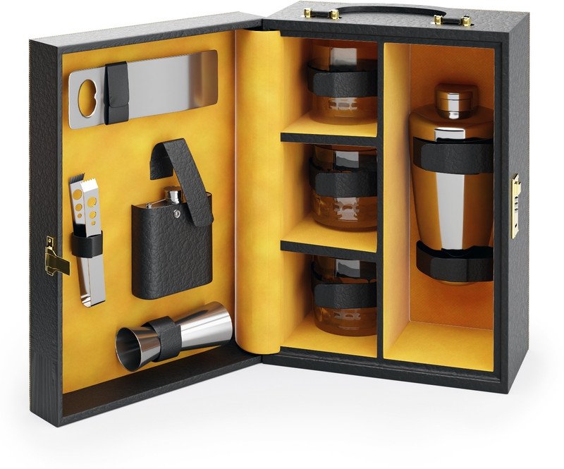 Lifelong Premium Bar Set with Handy Portable Leatherette Box | 3 Whiskey Glasses Bar Set(Stainless Steel)