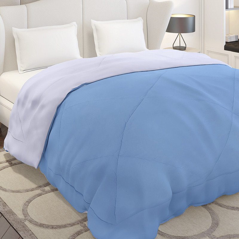 MONTE CARLO Solid Double Comforter for  Mild Winter(Microfiber, Blue / Grey)