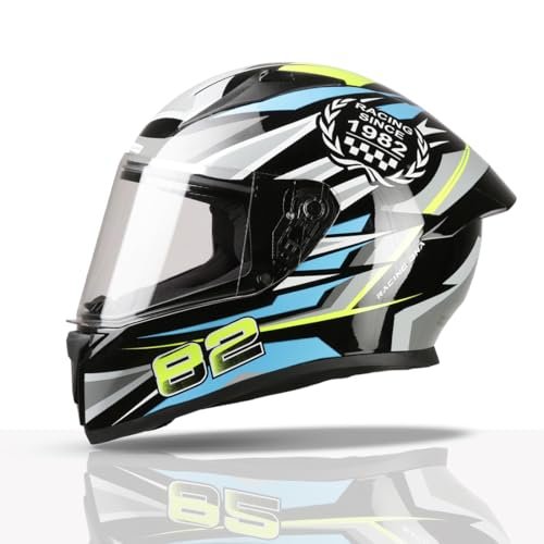 TVS Racing Titan Series Full Face Helmet for Men | Premium Bike Helmets with ABS Shell, UV Paint | Quick Release System | Aerodynamic Design | DOT & ISI Certified (Green/M)