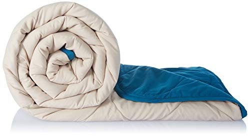 Amazon Brand – Solimo Microfibre Reversible Quilt Blanket/Comforter, Double, 220 GSM, Sandy Beige and Deep Teal