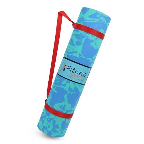 Fitness Mantra® 4mm Marble Design Anti Skid Yoga Mat for Men & Women| Qnty.-1 Pcs.|,Ethylene Vinyl Acetate,Blue