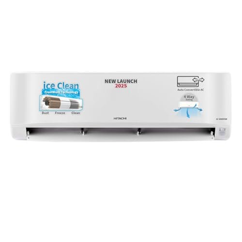 Hitachi 1.5 Ton Class 3 Star Xpandable+ Inverter Split AC (100% Copper, 4-Way Swing, ice Clean, Dust Filter, 3400SXL RAS.D318PCCIBS, White)