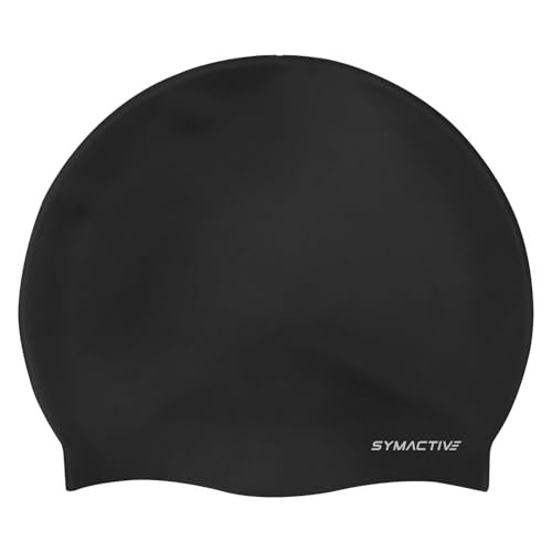 Amazon Brand – Symactive Classic Silicone Swimming Cap | Water-Resistant | Easy Fit | Protective |for Adult Men and Women | Breathable & Lightweight