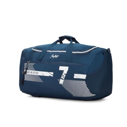 Skybags Polyester Stride 52Cm Gym Duffle Bag for Men and Women with Multiple Pockets and Separate Shoe Compartment for Travel, Sports and Workouts (Blue) with Wet Pouch