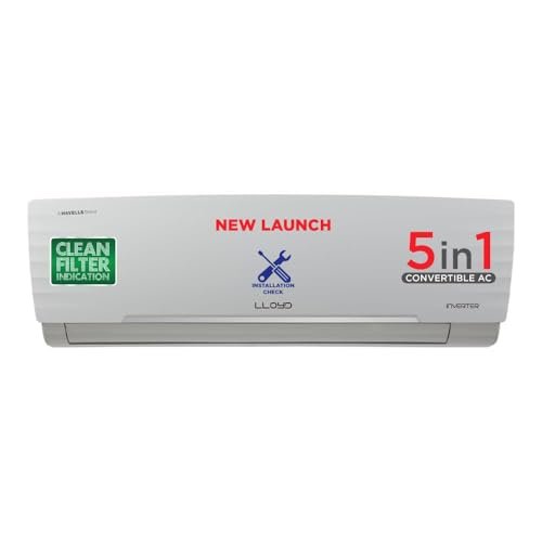 Lloyd 1.5 Ton 3 Star Inverter Split AC (6 in 1 Convertible, Copper, Anti-Viral + PM 2.5 Filter,White with Chrome Deco Strip, GLS18I3FWGSC)