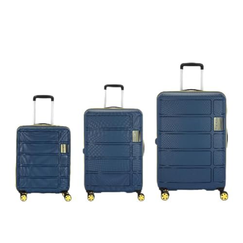Kamiliant by American Tourister 3 Pc Harrier Zing Set 56 Cms,68 Cms&78 Cms- Small,Medium&Large Polypropylene(Pp) Hardside 8 Wheels Spinner Luggage Set/Trolley Bag Set(Navy),52 cms,32 cms
