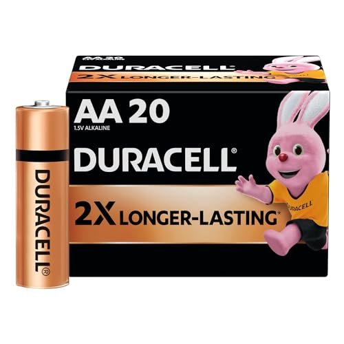 Duracell Alkaline AA Battery, Pack of 20, Everyday Devices, Clock, Toy, Remote