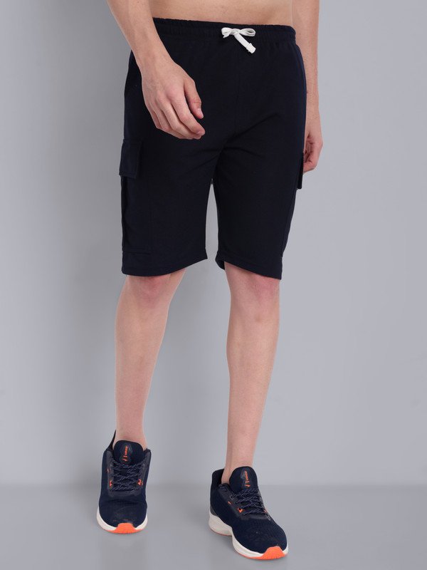 Go Devil Solid Men Black Cargo Shorts