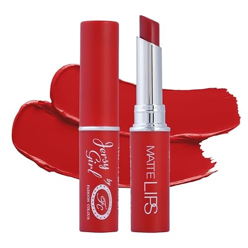 JERSEY GIRL BY FASHION GIRL Kiss Proof Lipstick | Water Resistant & Smudge Proof | Non-Drying | Lightweight | Long Stay | Creamy Matte Lipstick For Women | (SHADE NO-09_AGATE RED, 2g)
