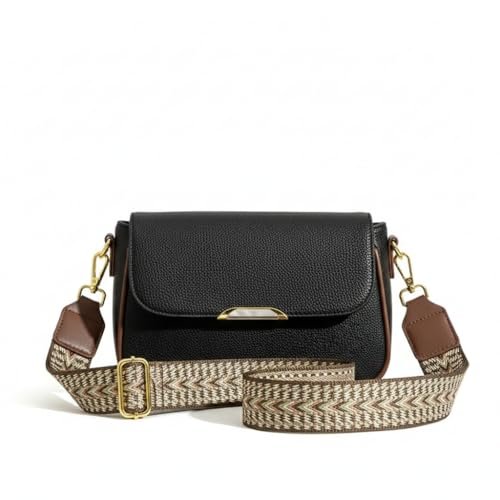 HaveGlam Travel Crossbody Crescent Bags for Women Over Shoulder Purse with Zipper | Leather Sling Bag for Girls | Small Pebble Flap Purse with Wide Adjustable Strap-Black