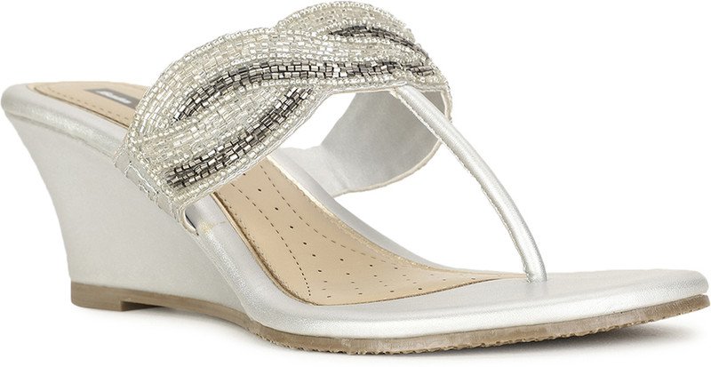 Bata Women Wedges(Silver , 5)