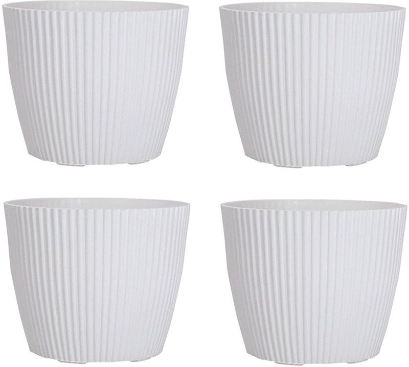 virkart Mega Pots Set, 11 Inch,(White) Plant Container Set(Pack of 4, Plastic)