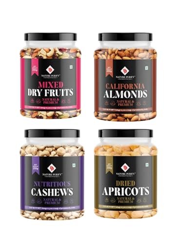 Nature Purify Dried Fruits Combo 1 kg (Almond, Cashew, Apricot, Mixed Nuts)