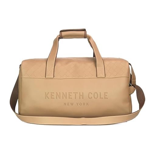 Kenneth Cole Faux Leather Duffle Bag for Travel|Compact and Comfortable for Travelling|Suitable for Men’s and Women’s|Cabin Luggage Bag, 52 x 24 x 28 Centimeters, Beige