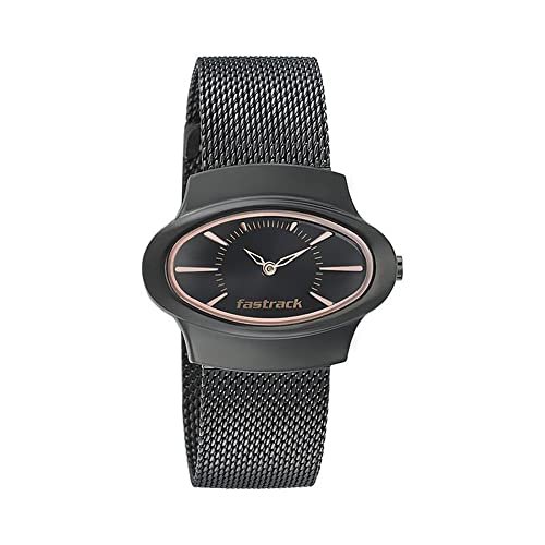 Fastrack Women Stainless Steel Autumn-Winter 19 Analog Black Dial Watch-Nn6004Nm01/Np6004Nm01, Band Color-Black