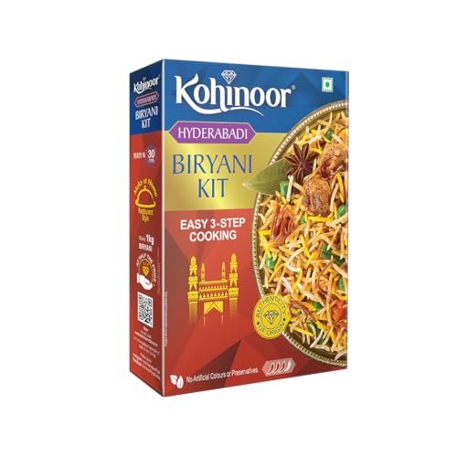 Kohinoor Basmati Biryani Kit Hyderabadi, 333g | Ready-to-Cook Authentic Biryani | Easy 3-Step Recipe (Weight May Vary)