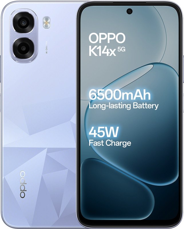 OPPO K14x 5G 6000mAh and 45W SUPERVOOC Charger & AI (Icy Blue, 128 GB)(4 GB RAM)