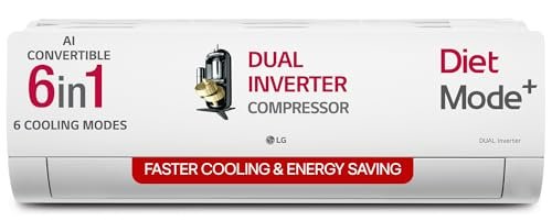 LG 1.5 Ton 5 Star DUAL Inverter Split AC (Copper, AI Convertible 6-in-1, VIRAAT Mode, Faster Cooling & Energy Saving, 4 Way Swing, HD Filter with Anti-Virus Protection, US-Q19YNZE3, White)