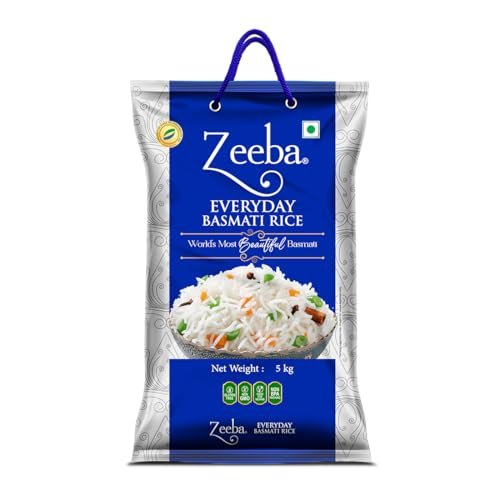 Zeeba Everyday Basmati Rice 5 Kg, Perfect for Everyday Cooking (Cooked length upto 14mm*)
