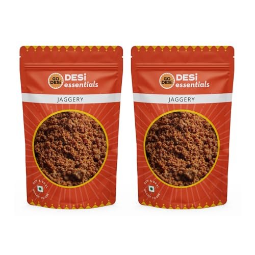 GO DESi Jaggery Powder 1 Kg, Gur, Gud, Pure and Natural, 2 x 500 g