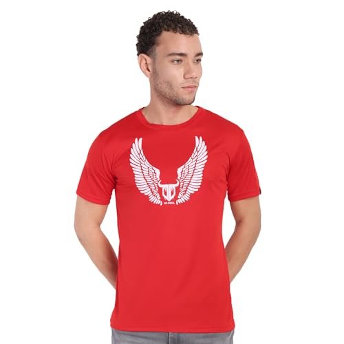 Go Devil Men’s Cotton Blend T-Shirt | Soft & Breathable Casual Wear T-Shirt for Men’s | Round Neck Half Sleeves T-Shirt for Daily Comfort (in, Alpha, M, Regular, Standard, Red)