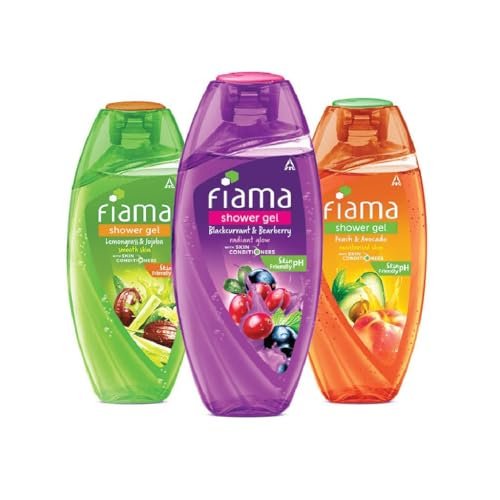 Fiama Body Wash Shower Gel Blackcurrant & Bearberry 250ml | Fiama Body Wash Shower Gel Peach & Avocado 250ml | Fiama Body Wash Shower Gel Lemongrass & Jojoba 250ml, Body Wash for Women and Men, Combo Pack of 3 for Moisturized Skin