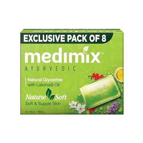 Medimix Ayurvedic Natural Glycerine Bathing Soap With Lakshadi Oil For Soft, Supple & Moisturised Skin 125g (Combo Pack of 8) | Natural | Herbal | Paraben-free & Sulphate-free | 100% Vegan