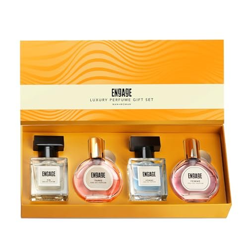 Engage Perfume Gift Set for Men and Women, 100ml, Luxury Long Lasting Eau De Parfum, Travel Size Perfume Combo 25ml x 4, Valentine Gift, Couple Gift
