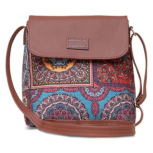 ZOUK Flap Sling Bag | Crossbody Bags for Women | Women’s Handbags | Stylish | Vegan Leather Evening Bag | Travel & Office Use | Purse and Wallet | Multicolor Mandala Print