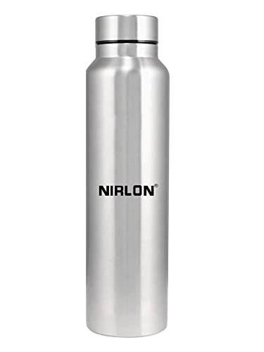 NIRLON Stainless Steel Single Wall Plain Water Bottle/Fridge Refrigerator Bottle/ 100% Leak Proof/Office Bottle/School Bottle, 1000 ML, Set of 1 (FB_Thirst Cool)