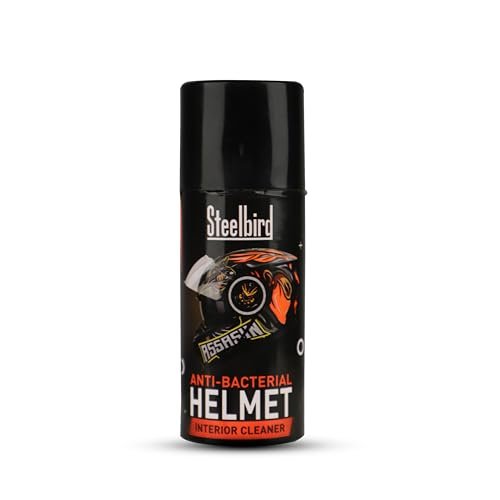 Steelbird Helmet Interior Foam Cleaner Anti Bacterial Spray, Deep Cleaning For Helmet Interior, Protects From Hair Loss- 150 Ml, Black