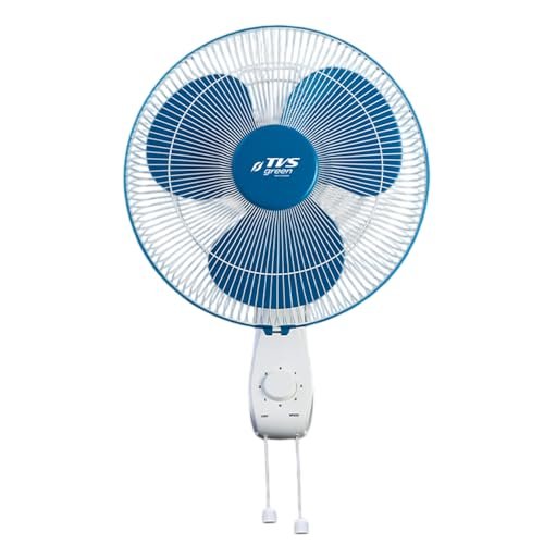 TVS GREEN Zesto Wall Fan 400mm|1350 RPM Silent Operation |3 Speed Control |Rust Proof ABS Blades | Wide Angle Oscillation | 25 Hours on 1 Unit Electricity | Blue | 3-Year Warranty