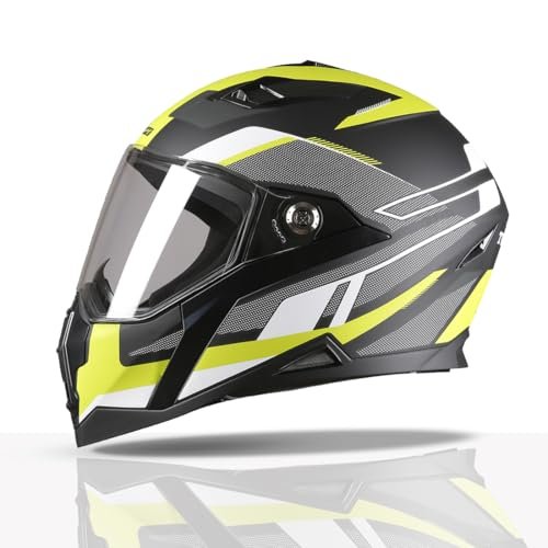 TVS Racing Anti Matter Full Face Helmet for Bike & Motorcycle Riders-DOT & ISI Certified-Lightweight ABS Shell, UV Resistant-Ventilated Comfort Liner, Quick-Release Visor & Chin Strap (Neon/XL)
