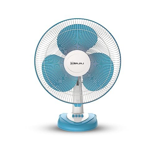 Bajaj Frore Neo Table Fan 400 MM | Table Fans For Home & Office | Aerodynamically Balanced Blades | 100% Copper Motor | High Air Delivery | 3-Speed Control | 2-Yr Warranty 【Blue】